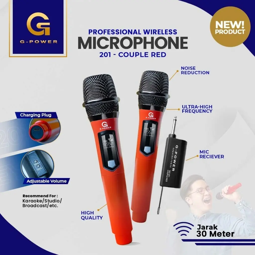 Microphone Wireless G-POWER Microphone 201 Couple Red