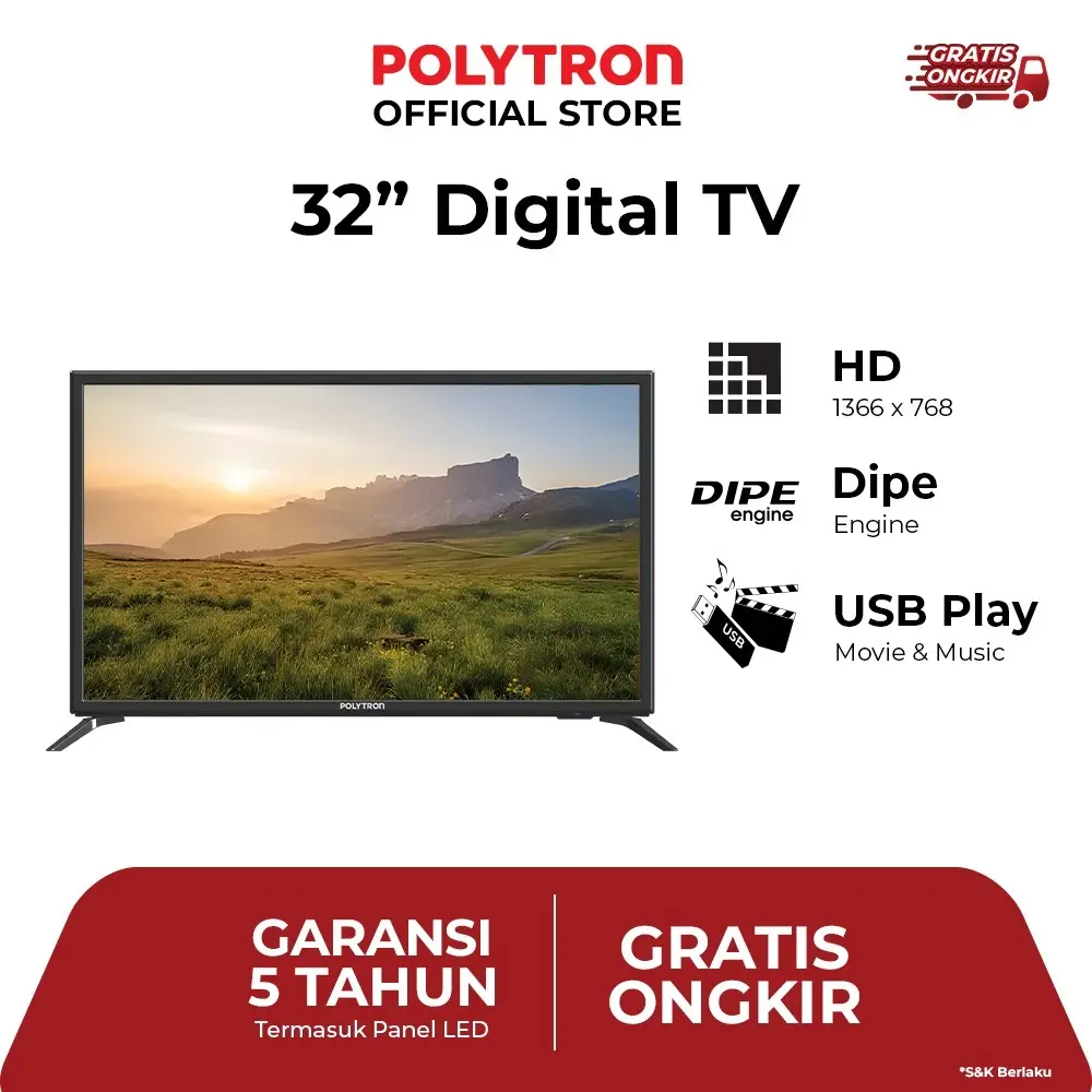 TV LED 32" Polytron PLD-32V1853