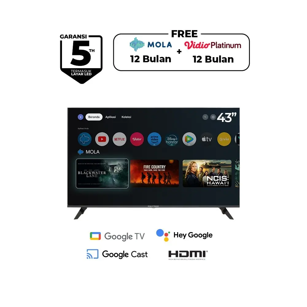 TV LED 43" Polytron PLD-43RG9059/5059 Google TV
