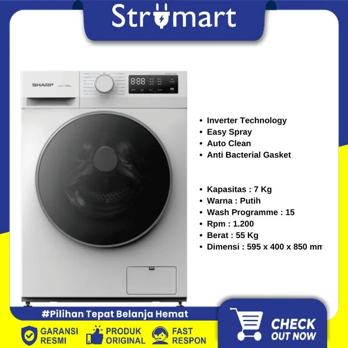 Mesin Cuci FL Sharp ES-FL1270MWX