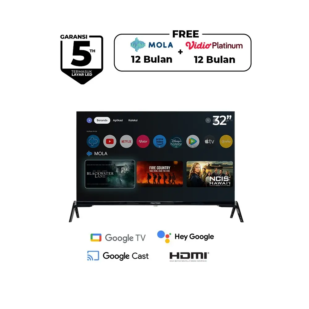 TV LED 32" Polytron PLD-32RG9059/5059 Google TV