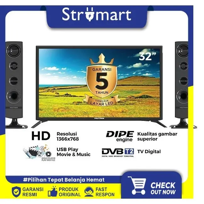 TV LED 32" Polytron PLD-32TV1755 + SPKT1032
