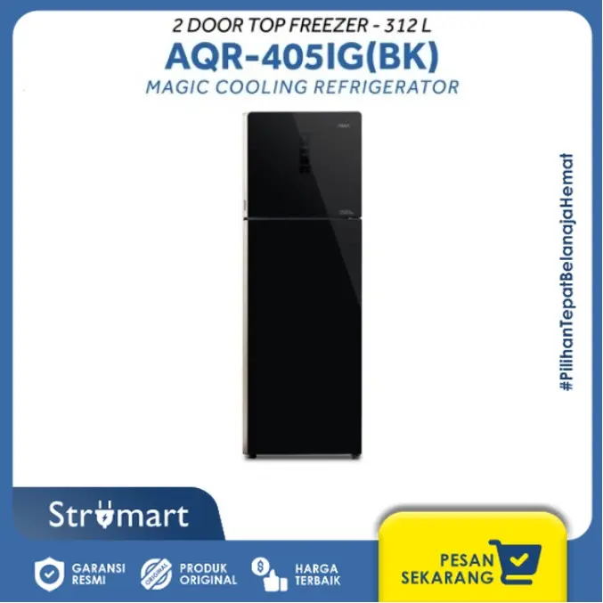 Kulkas 2PT Aqua AQR-405IG Bk