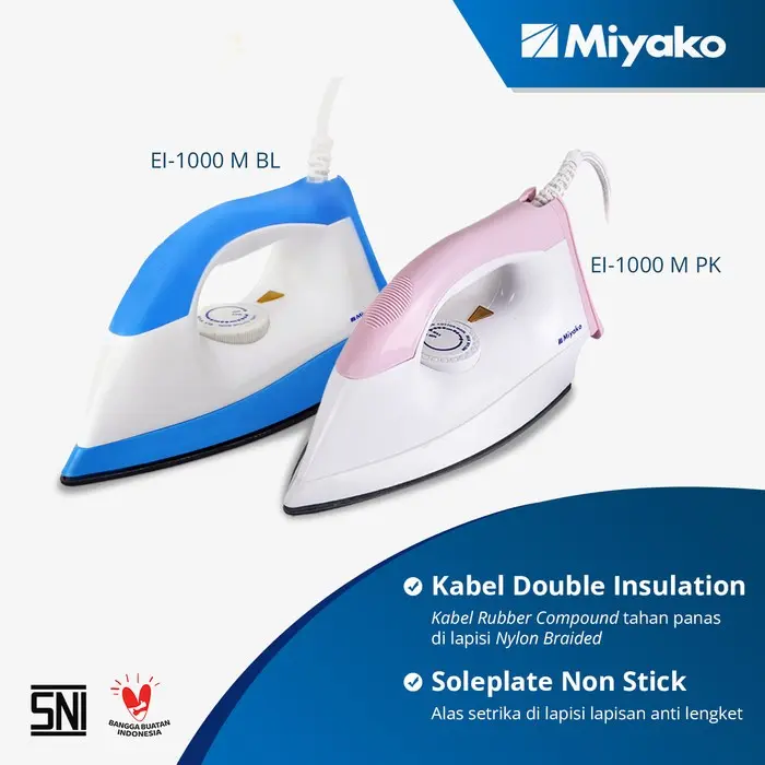 Setrika Miyako EI-1000M BL/300W/BIRU