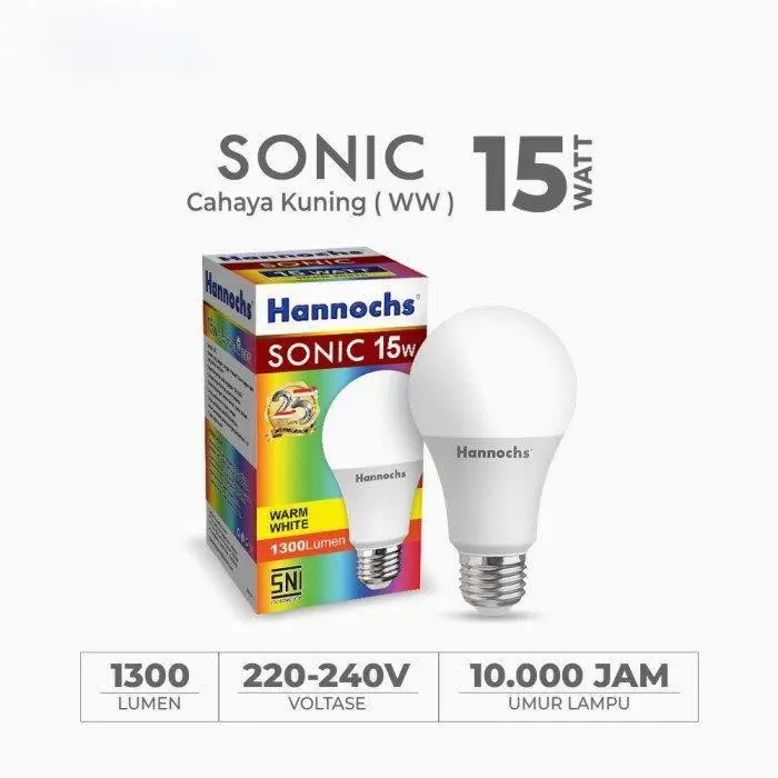 Lampu LED 15W Sonic HANNOCHS/10PC-4%+VCR/=BASIC