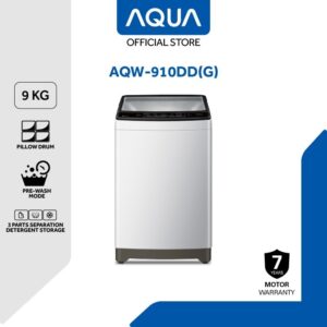 MESIN CUCI 1 TABUNG AQUA AQW-910DD (G) (9KG – TOP LOADING)
