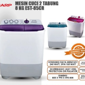 MESIN CUCI 2 TABUNG SHARP ES-T85CR 8.5KG (TWIN TUB)