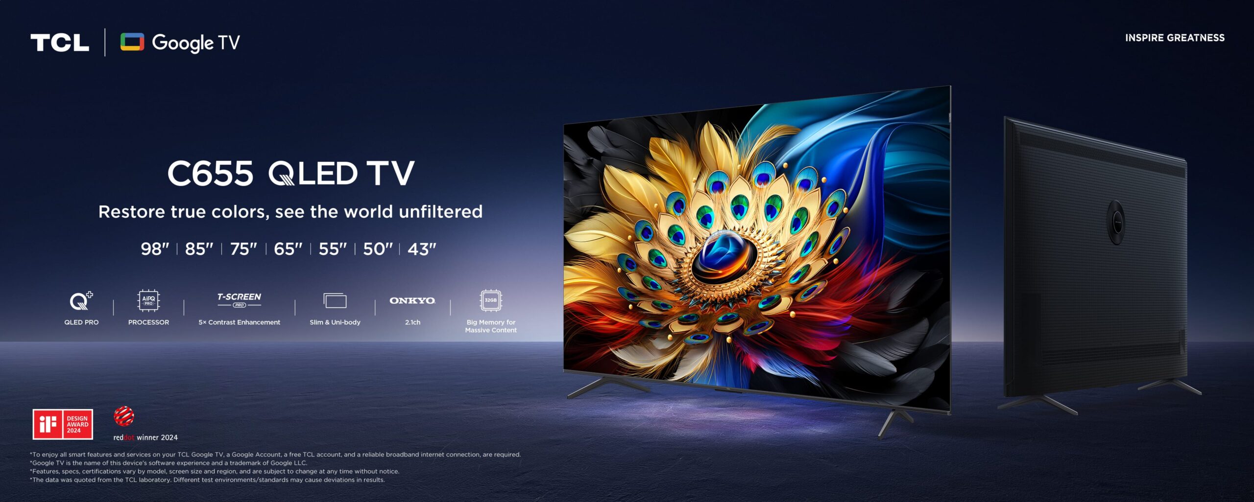 TV LED 75" TCL 75C655 QLED 4K